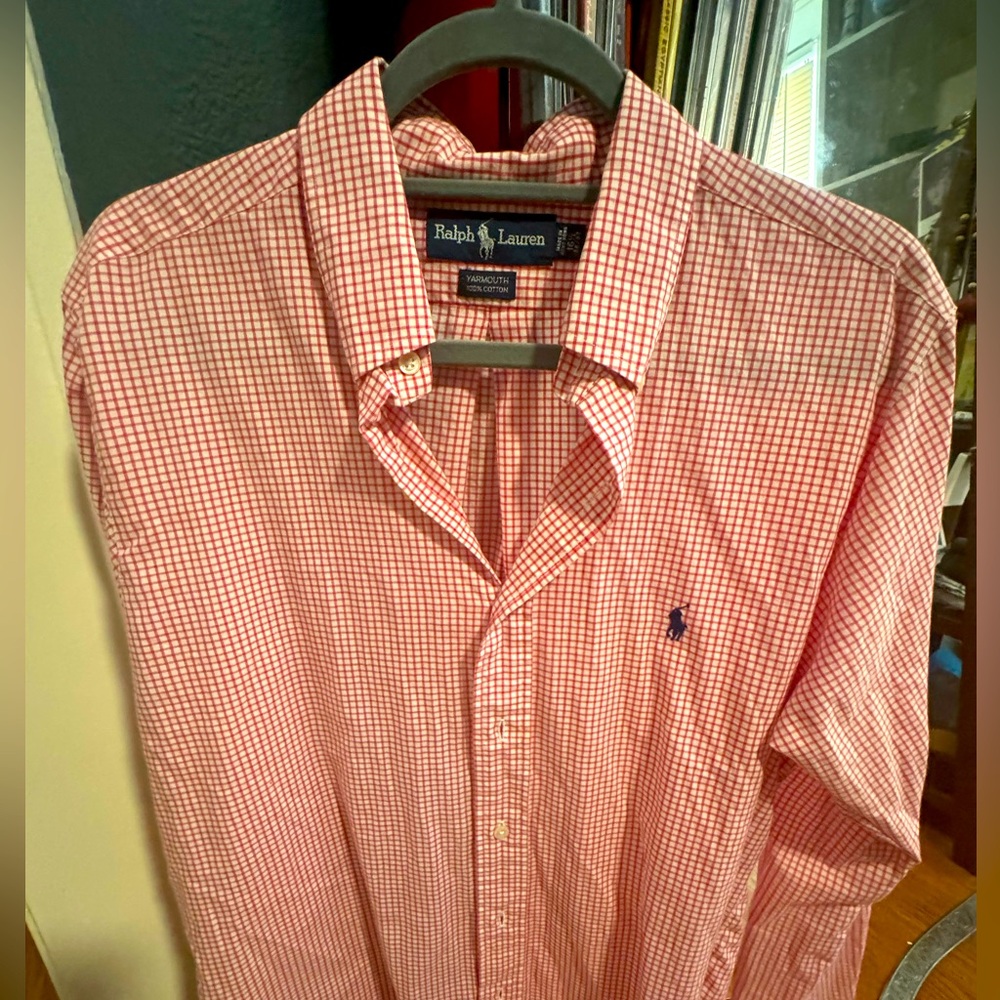 Red Plaid Ralph Lauren Long Sleeve Oxford Shirt L